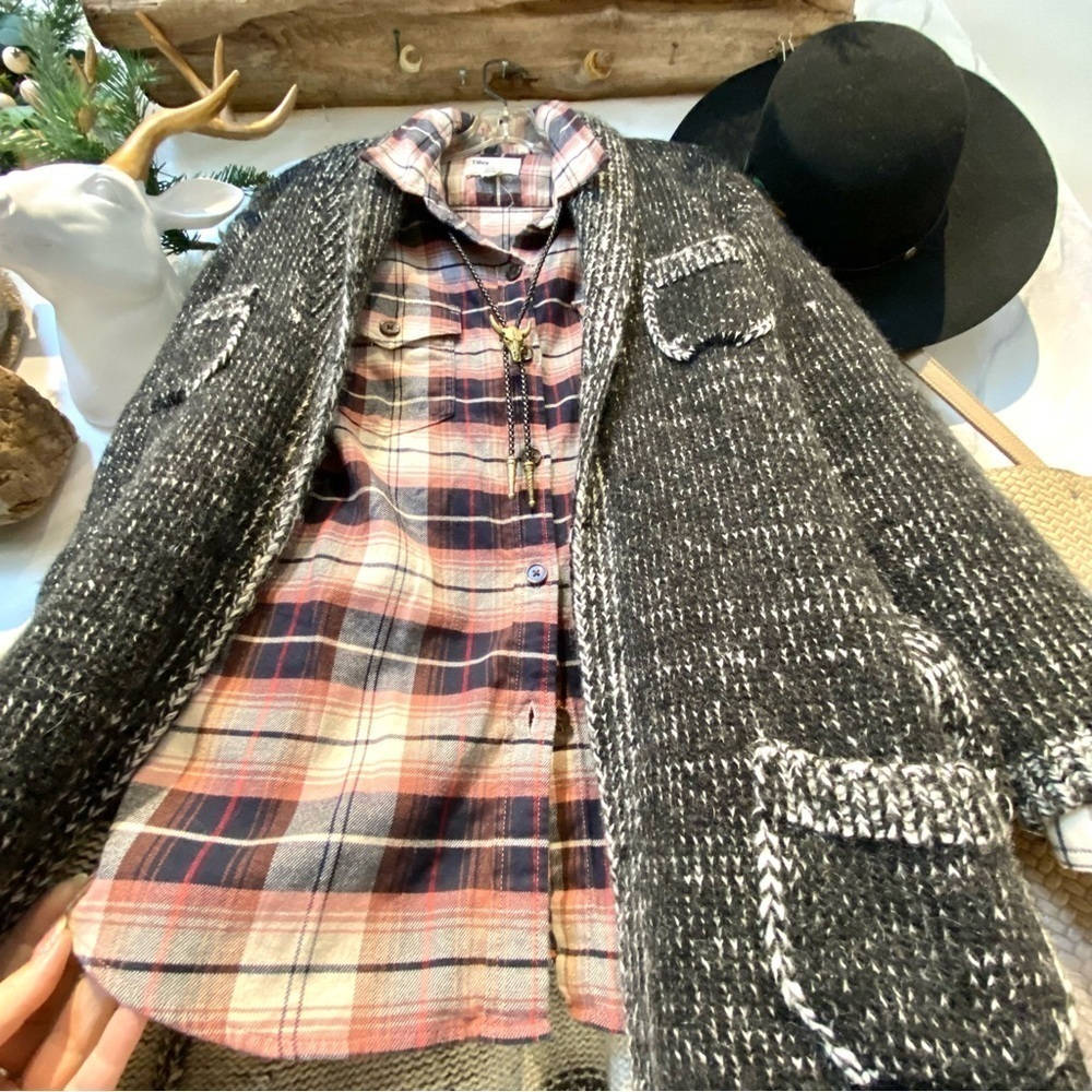 TILLEY organic cotton flannel plaid cabin boho shirt w cottage Country vibe